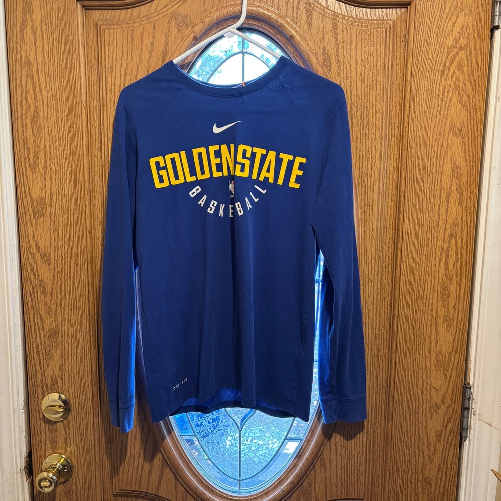 Nike Golden State Warriors Basketball Long Sleeve‎ Shirt Men's Medium Blue